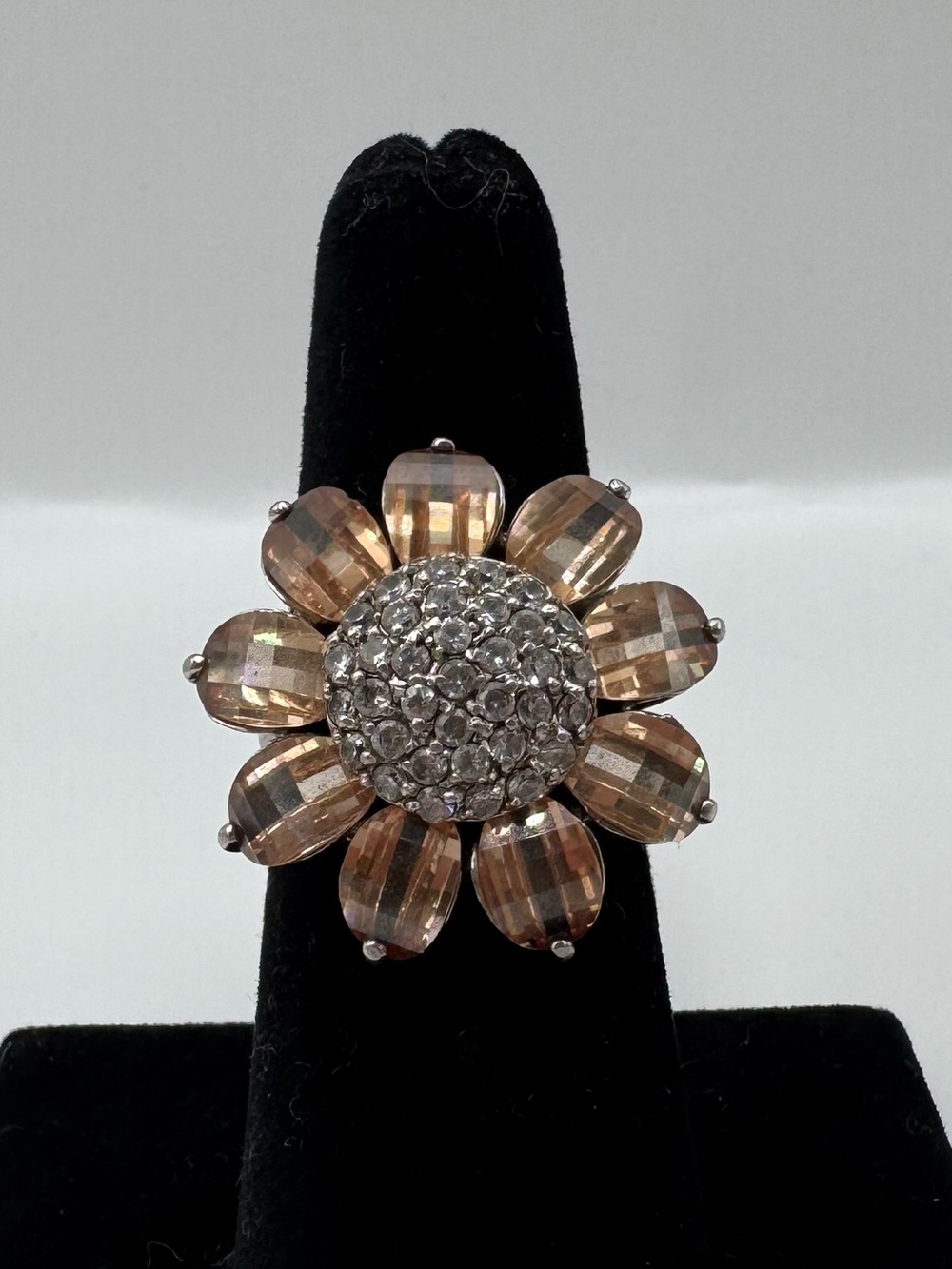 Sterling Silver 925 Gemstone Sunflower Ring